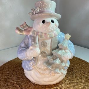 Beautiful Christmas Holiday Frosty Inspired Snowman Ceramic Figurine